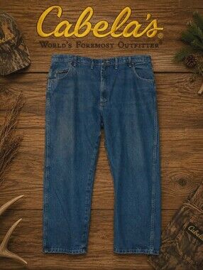 Vintage Y2K Cabela's Jeans Mens 46x32 Blue Denim Relaxed Fit YKK Zip